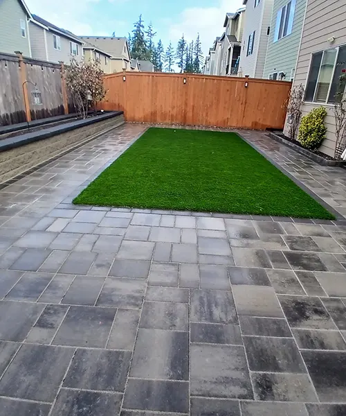 Featured Work - Custom Paver Patio & Synthetic Turf Installation in Seattle 